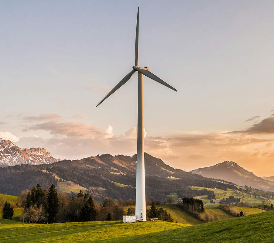 Wind Turbine Between Hills